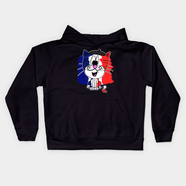 Bastille Day 14 July French Tricolore Cat Funny Kids Hoodie by doodlerob